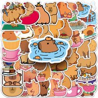 50 Pack Capybara Stickers Cute Brown Stickers Waterproof Cartoon Animal Decals for Water Bottle Skateboard Decor