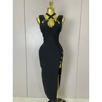 2025 New Elegant Slimming Black Pin Wrap Sleeveless Long Dress Women Fashion Celebrity Evening Party Luxury Birthday Outfit