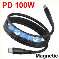 NEW 2026 PD 100W USB C Magnetic DATA 480mbs for iPhone 15 Fast Charger Cable Macbook Laptop Type C Cord Wire Samsung Xiaomi