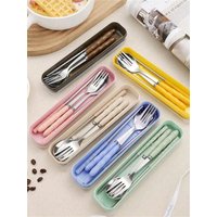 1 pc 3-in-1 cutlery set, camping equipment set with storage box, equipped with anti scald and anti slip handle