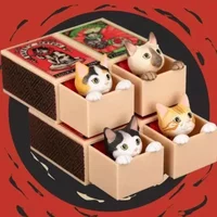 Hide And Seek Safety Match Box Cats Blind Box Cute Pvc Anime Action Figure Creative Toy Desktop Decoration Boys Souvenir Gift