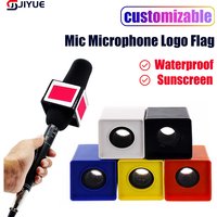 1pc Red/Black/Yellow/White/Blue ABS KTV Mic Microphone Logo Flag Station Square Shaped Interview 38mm