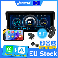 Jansite 5/8,1 cala 4K Motocyklowy Rejestrator DVR Bezprzewodowy Carplay Android Auto Nawigacja GPS HD Kamera na deskę rozdzielczą Wodoodporna IP67 Ekran dotykowy IPS Podwójna kamera przednia i tylna