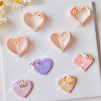 4pcs/set Hollow Heart Shape Polymer Clay Cutters for Hoop Earrings & Jewelry Making, Valentine's Day Theme Love Heart Clay Molds