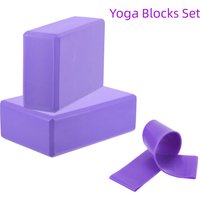 2pcs Yoga Building Blocks and 1Pcs Resistance Band Set Cubes Pilates Bricks Reinforcement Mats Home Exercise Equipment Fitness