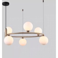 Modern Minimalist White Glass LED Chandelier Bedroom Hotel Exhibition Hall Living Room Circular Pendant Lamp Home Decor Lighting