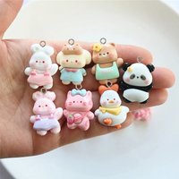10Pcs Glossy Cartoon Animals Charms Kawaii Resin Panda Duck Rabbit Bear Dog Pendant for Earring Keychain DIY Crafts Jewelry Make