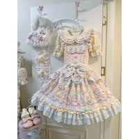 Original Lolita Princess Dress Sweet Heart Kitty Fruit Preserves Puffy Skirt JSK One-Piece Thin Seasonless for Women