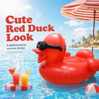 Giant Inflatable Red Duck Ride On Pool Float PVC Water Lounge Beach Lake Summer Party Swimming Float Toy For Adults Kids