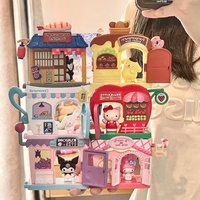 Sanrio Cinnamoroll Hello Kitty Kuromi Play House Stackable Street View Splicing Toys Figure Anime Figurine Kids Play House Toys