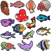 1 Pcs Sea Fish PVC Shoe Charms Jeans Pins Cute Volador Octopus Squid Shape Sandals Upper Decorations Shoe Buckle Accessories