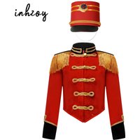 Girls Boys Marching Band Costume Outfits Circus Ringmaster Jacket Coat Team Performance Drummer Drum Major Uniform with Hat Sets