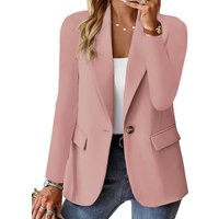 Women's Single Button Straight Anti-Wrinkle Jacket Long Sleeve Jacket Formal Business Path OL Office Lady Spring and Fall
