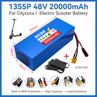 48V Scooter Battery 20Ah 13S5P A-Grade Cells 1000W-2000W Built-in BMS XT60 DC JST High Power Long Lasting for Electric Scooter