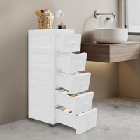 5-Drawer Cabinet with Wheels Vertical Drawer Rolling Organizer for Home Bedroom Kitchen Living Room