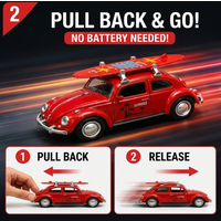38 Classic Retro Alloy Car Model Toy with Detachable Surfboard Openable Doors And Interior View Collectible Holiday Gift for Kid