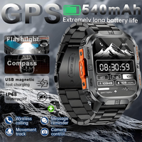 2026 New Professional GPS Outdoor Smart Watch Men Flashlight Compass Waterproof Military Sport Tracker Bluetooth Call Smartwatch