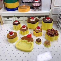 Japanese Showa Caramel Pudding Ring with Cherry Cartoon Simulation High-looking Japanese Ancient Bestie Exquisite Finished Gift