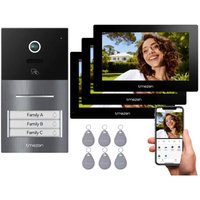 TMEZON 2-Draht-WLAN-Video-Türklingel, Video-Türsprechanlage, 7-Zoll-IP-Touchscreen, 1080P-Metall-Türklingel mit Kamera, Bewegungserkennung, Entriegelung per App/RFID-Karte