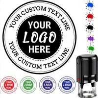 Customized LOGO Self Inking Stamp ,Personalized Stamp 25/30/40/50mm Monogram LOGO Design Rubber Stamp with 4 Optional Ink Colors