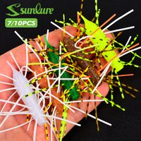 Sunlure Caterpillar Multi Legged Beard Soft Worm Bionic Fish Bait 7/10PCS Swinging Swimming Bait Bass Tuna Saltwater Fish Lures