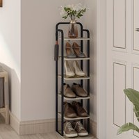 Vertical Shoe Rack, Shoe Shelves, Shoe Tower for Small Spaces, Freestanding, Adjustable, Space Saving, 6-Tier, Light Ivory And B