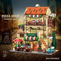 City Series MOC 1962 Teile Pizza-Shop Modellbausatz DIY Pizza-Restaurant Bausteine Spielzeug Geschenke für Männer Jungen Desktop-Dekoration