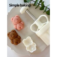 Cute Plush Bear-Shaped Pastry Molds, Mid-Autumn Festival Mooncake Molds, Green Bean Cake Dessert Making Tools, Maamoul Mold