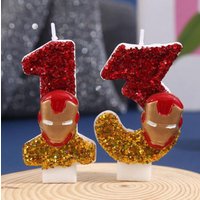 0-9 Cartoon Cake Insert Children's Party Christmas Accessories Children's Gifts Marvel Iron Man Digital Candles