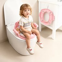 Baby Potty Training Seat Pink Bear Toddler Toilet Seat With Soft Cushion Handles Non Slip Kids Toilet Trainer