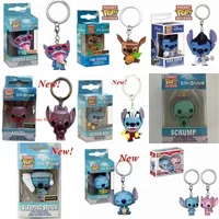 FUNKO Pop Elvis Lilo Angel Stitch Scrump Keychain Summer Stitch 626 Vinyl Action Figures Collection Model Desktop Ornament Decor