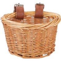 Kids Bike Basket Bicycle Wicker D-shaped Baskets Child Scooter Front Storage Basket With 2 Leather Strap For Cycling Accessories