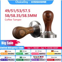 Coffee Tamper Wooden Espresso Powder Hammer 41/49/51mm/53mm/57/57.5mm/58mm/58.35mm Stainless Steel Barista Tool Coffee Accessory