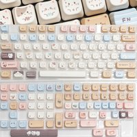 140-key Sea Salt Kitten Keycap Cat-shaped PBT Dye Sublimation MAO Contour Compatible with MX for Switch Fit 61/64/68/87/96/104/1