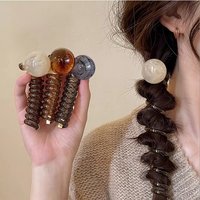 Vintage Beaded Telephone Cord Hair Ties Bubble Braid Ponytail Holder Women Hair Accessories No Crease Telephone Cord Hair Bands