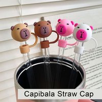 10mm Cartoon Capybara Silicone Straw Tips Drinking Dust Cap Splash Proof Plugs Cover Creative Cup Accessories Straw Sealing Tool