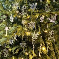 5pcs Christmas Home Decorations Crystal Acrylic Ornaments Snowflake Elk Xmas Tree Hanging Pendants Navidad 2025 New Year Gift