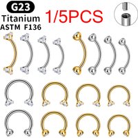 1/5PCS ASTM F136 Titanium Horseshoe 16G CZ Septum Nose Ring Cartilage Helix Earring C Rod Eyebrow Ear Piercing Body Jewelry