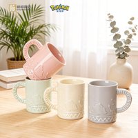 SHUNXIANG Licensed Pokemon Relief Ceramic Mug Cartoon Drinkware for Coffee Milk Tea Cute Breakfast Cup Kids Cup Ideal Gift