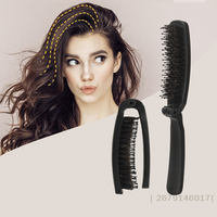 【YY26】Foldable Hair Comb Portable Boar Bristle Hair Brush Curly and Fluffy Brush Head Massager Travel Hair Styling Accessories