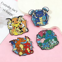 4Pcs/Set Anime Pokemon Enamel Pins Pikachu Bulbasaur Charizard Blastoise Brooch Badge Lapel Pins For Backpack Accessories