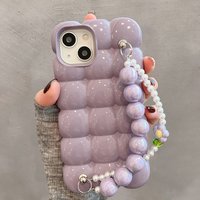 Luxury Pearl Bracelet Chain 3D Ice Lattice Case For iPhone 17 Pro Max 16 15 14 13 11 12 Shockproof Phone Back Cover Funda