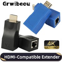GRWIBEOU HDMI-compatible Extender Extension up to 30m Over CAT5e / CAT6 UTP LAN Ethernet Cable RJ45 Ports LAN Network Adapter