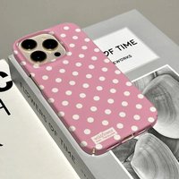 Phone Case for iPhone 17 16 15 14 13 12 11 Air Pro Max X XS XR XSMax 7 8 Plus Glossy Film Hard PC Cover Pink Polka Dots