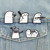 Angry Flork Memes Enamel Pins Funny Cute Baseball Bat Gun Knife Brooch Badges Lovely Cartoon Character Jewelry Gift for Friends