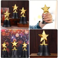 1/6pcs Gold Star Shaped Plastic Trophy, Suitable For Props, Award Prizes, Competition Prizes, Graduation Gifts And Party Favors