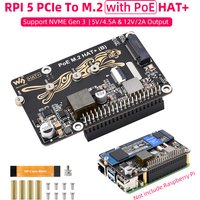 Raspberry Pi 5 PCIe To M.2 With PoE HAT (B) Supports NVMe Protocol M.2 Solid State Drive High-speed Reading Writing Pi 5 PoE HAT