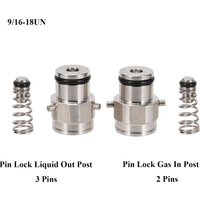 Brand New Pin Lock Post Poppet Female Thread Gas Liquid 9/16"-18UN Homebew Pin Lock Beer Keg Parts