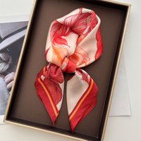 Printed Imitation Silk Scarves Fashion Square Scarf Bandanas For Women Luxury Hijab Neckerchief Elegant Shawl Beach Wraps