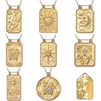 3pcs/Lot Stainless Steel Rhinestone Tarot Cards Moon Star DIY Charms Cross Hand Necklace Pendants Woman Flower Mask Jewelry